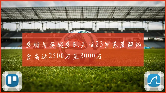 多特与英超多队关注23岁苏莱解约金高达2500万至3000万